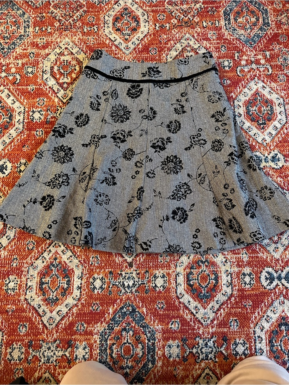 Grey and black floral skirt